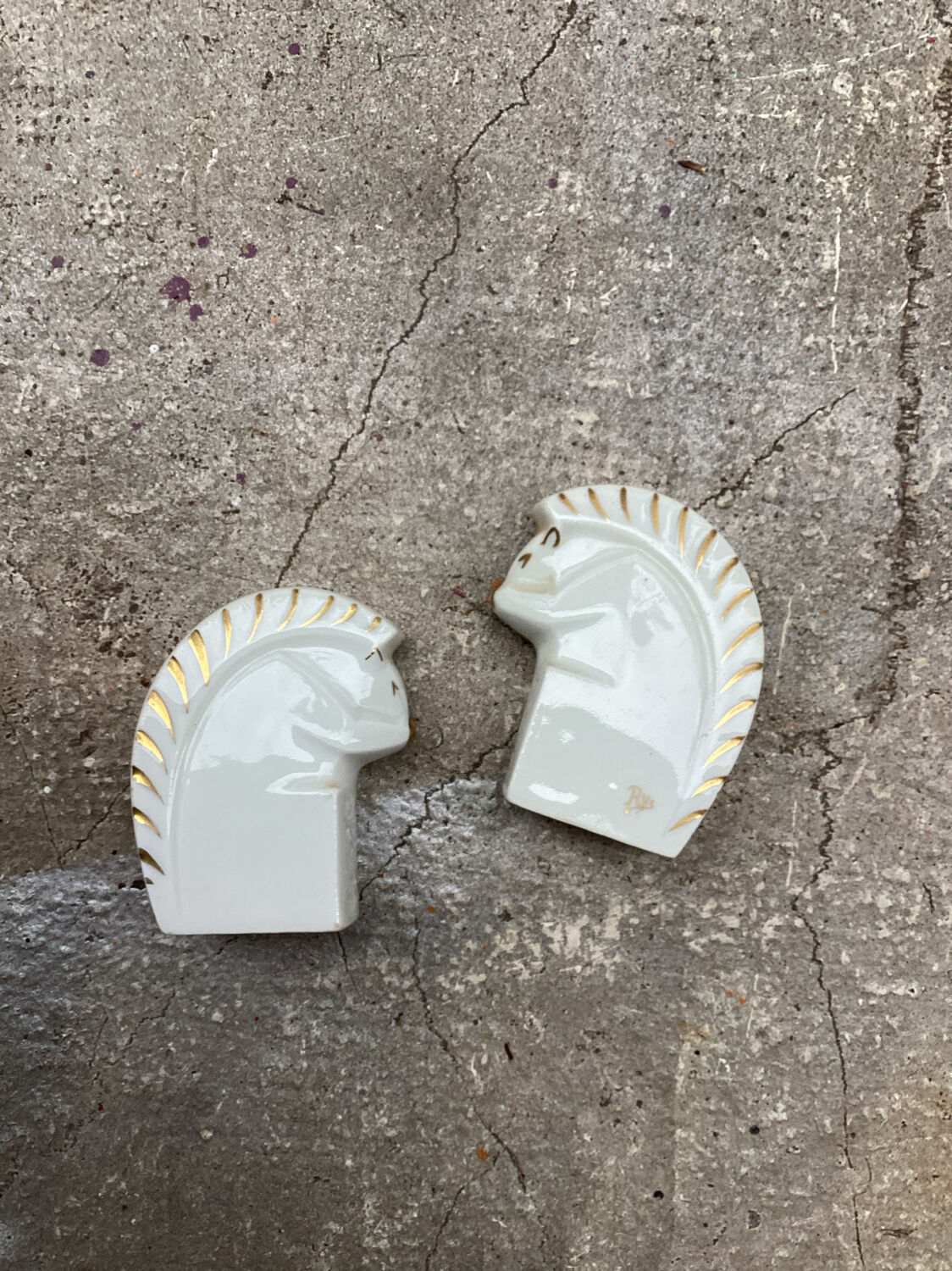 Pair of ceramic squirrels from Limoges signed Rys