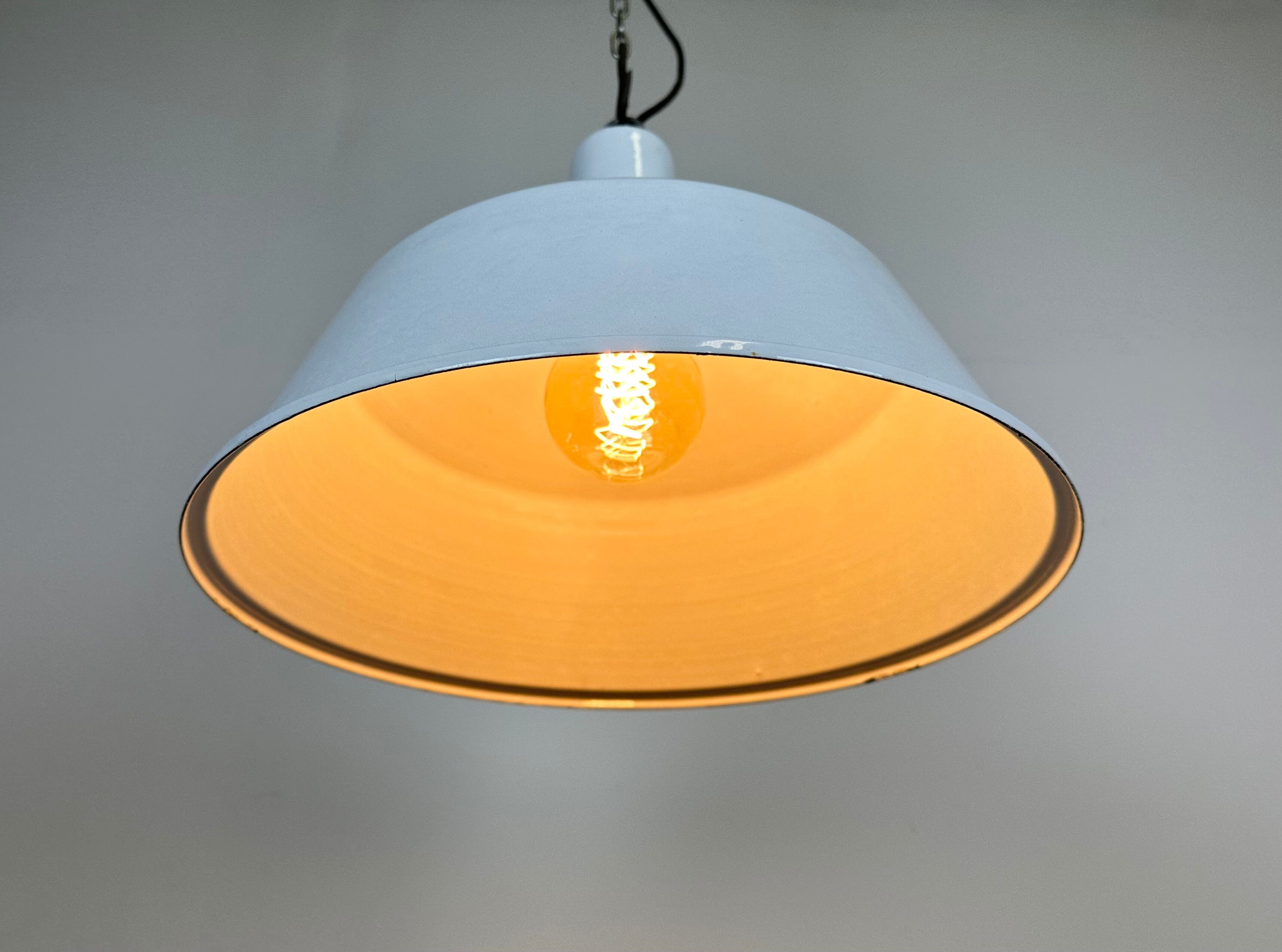 Industrial White Enamel Pendant Lamp from EMAX, 1960s