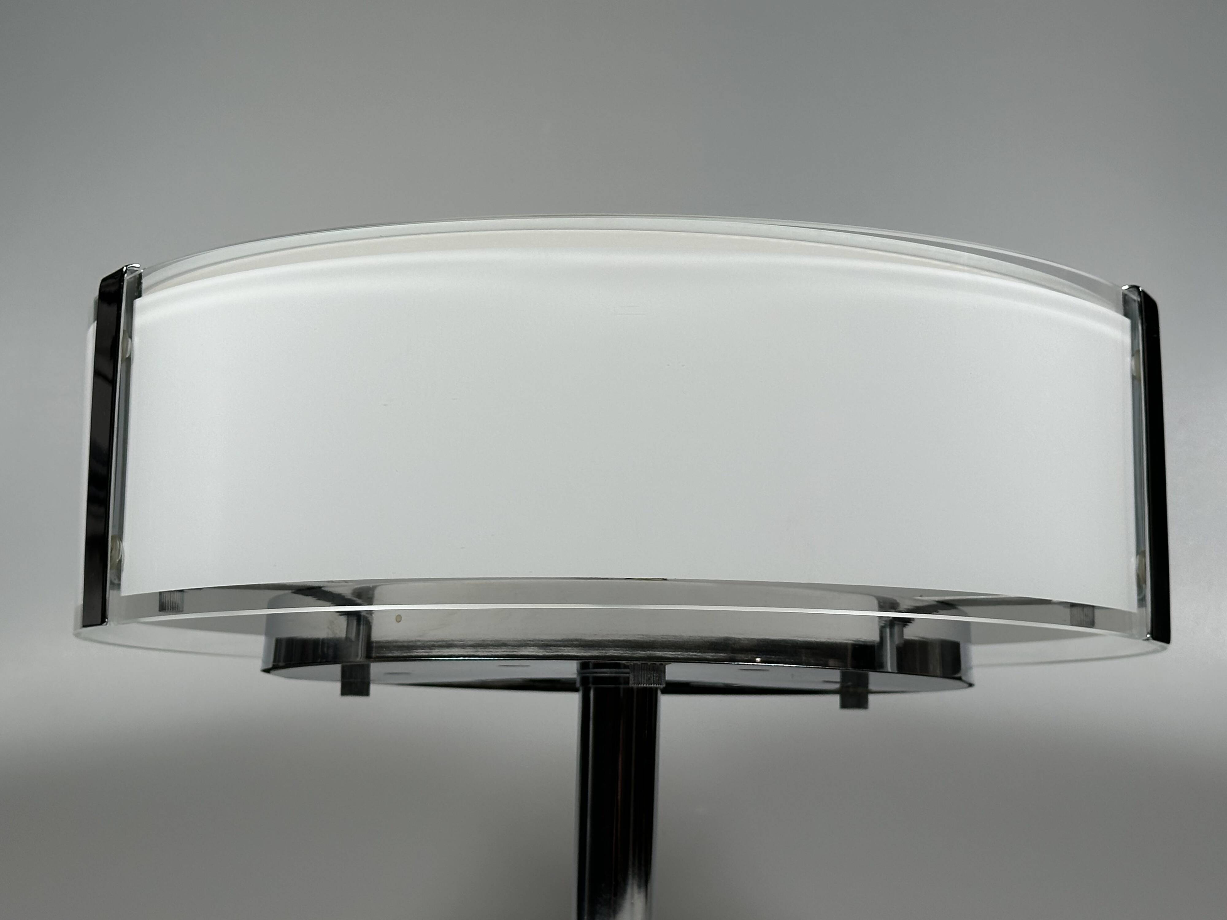 1970s 1980s Ceiling Lamp by Honsel Leuchten Germany in Glass & Chrome