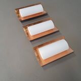 3 x Bankamp Leuchten sconces / wall lights '80s white glass / glass with a layer of copper