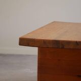 Modern Swedish coffee table in solid pine by Sven Larsson, brutalist, 1970s.