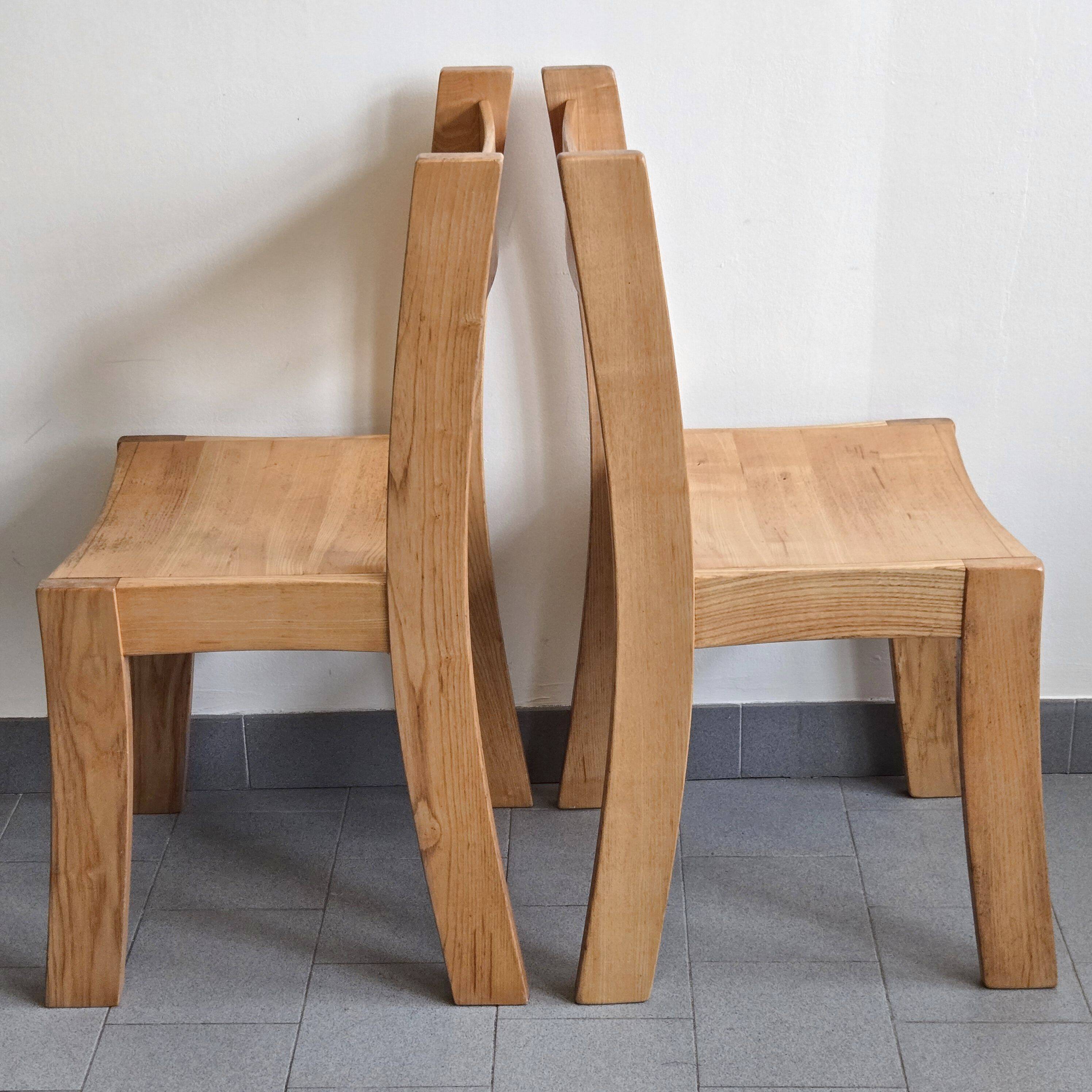 Pair of vintage 1970s elm chairs