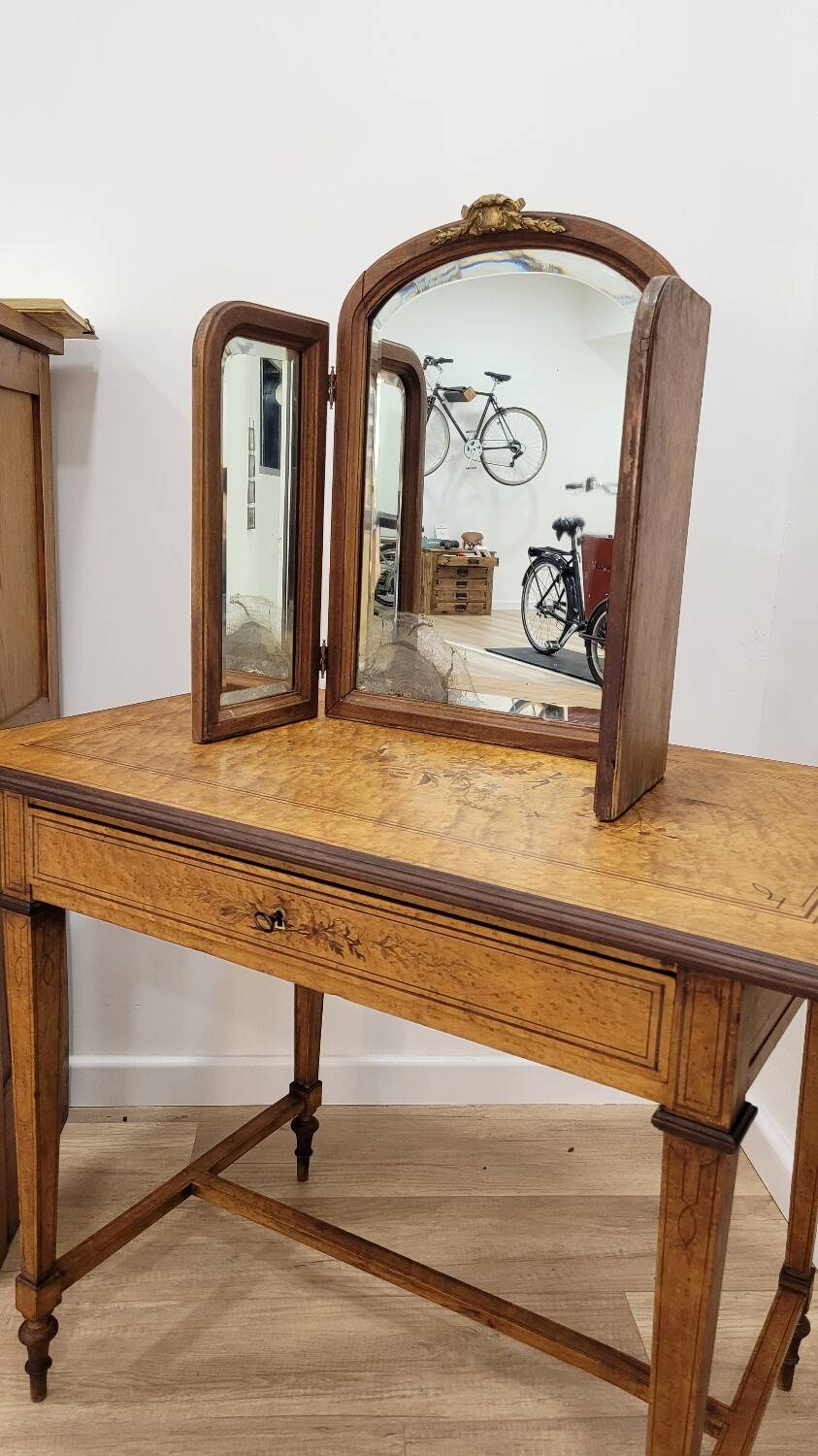 Antique triptych mirror