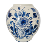 Delft earthenware vase floral decoration