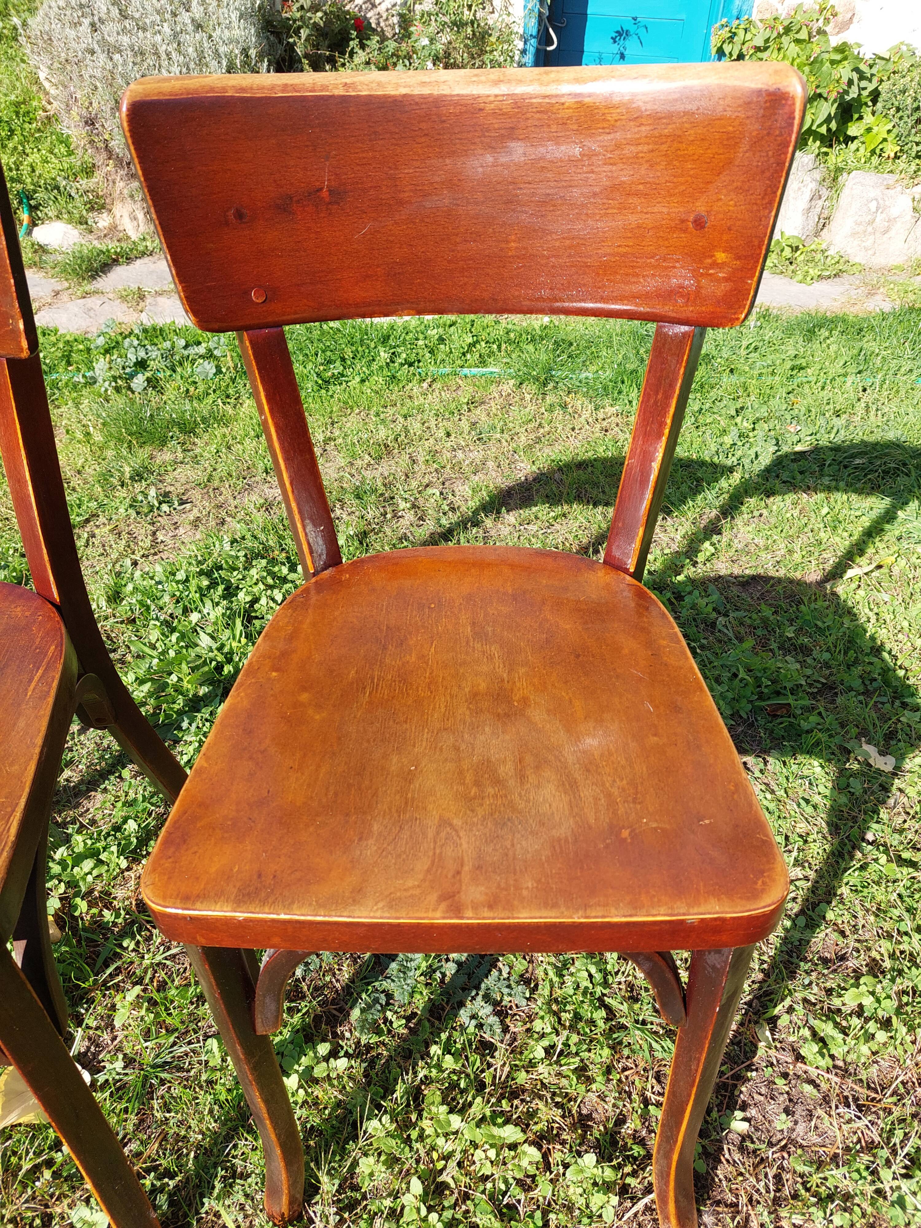 Pair of baumann bistro chairs, dark oak color