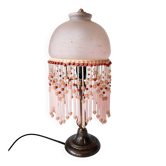Lampe Art Déco Vintage Boudoir en Laiton & Pampilles en Verre