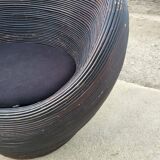 Vintage MCM pencil reed egg pod chair - rattan bamboo