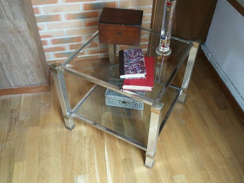 Coffee table beveled glass Pierre Vandel 70s