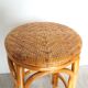Paire de tabourets haut en rotin