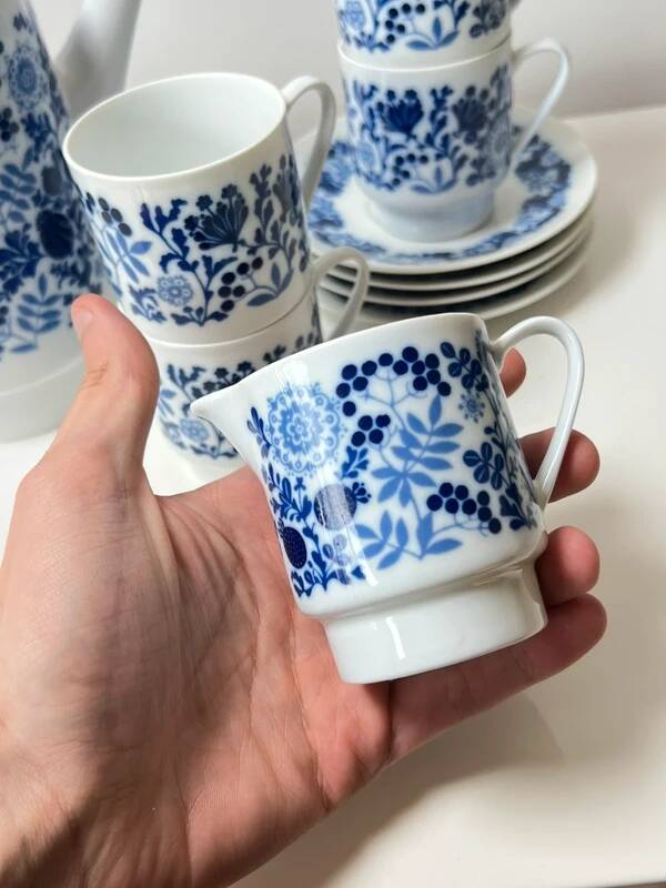 Vintage Melitta Coffee Set – White and Blue Porcelain Flowers – 1970s – Made in Germany