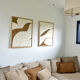 Diptych relief panels in cream and camel brown.