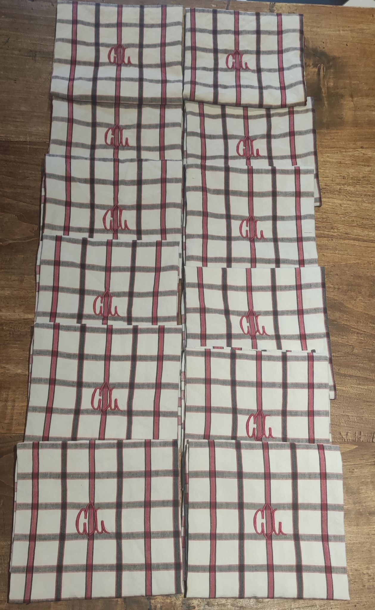 Ensemble de 12 serviettes de table vintage