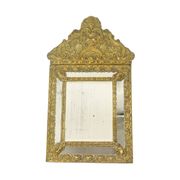 Ancien miroir à coussin repoussé facetté France