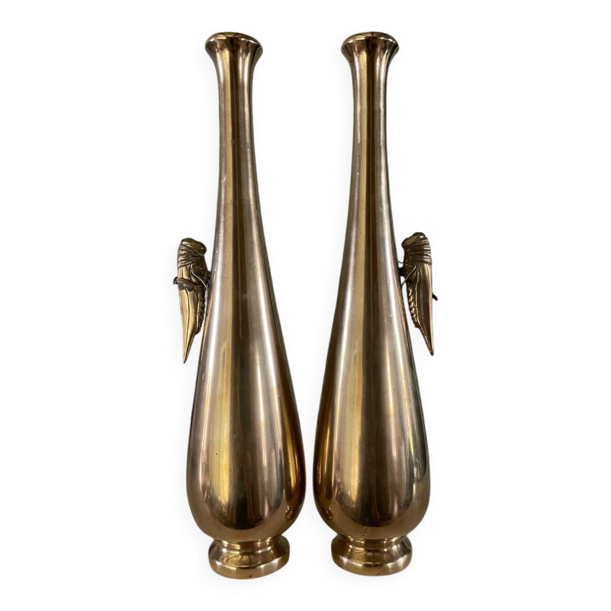 Pair of gilded bronze flower vases - Japan - 1900 Meiji era
