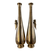 Paire de soliflores en bronze doré - Japon - 1900 ère meiji