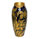 Lucien Michelaud, Limoges, large blue porcelain vase from the kiln with iris decoration.