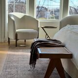 Solid wood and cane bench