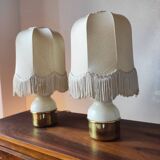 Pair of brass lamps