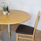 Round table with central base, wood top, 1970s