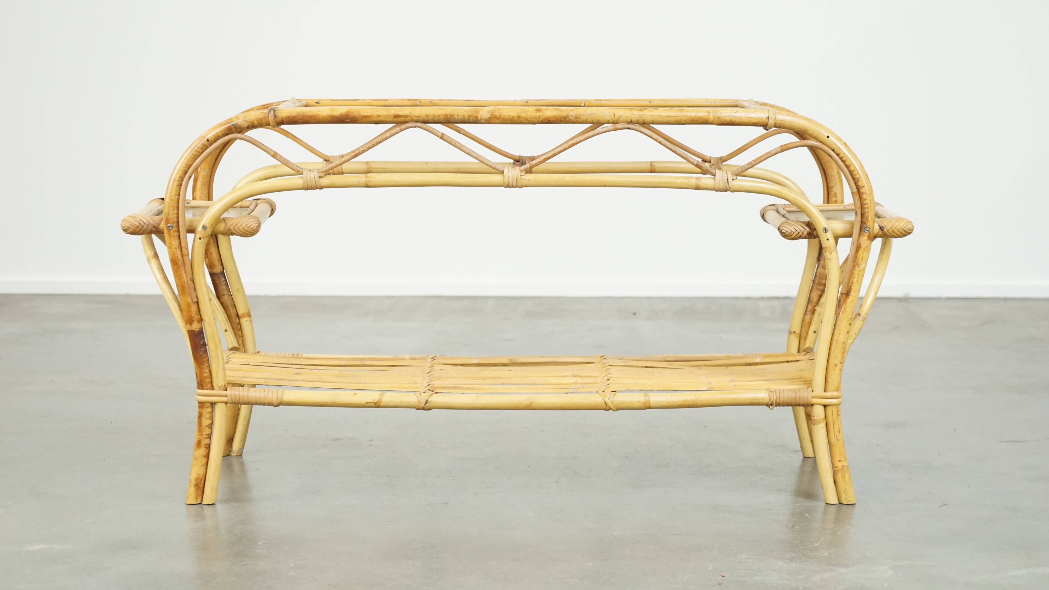 vintage rattan coffee table by Rohé Noordwolde from the 1950s