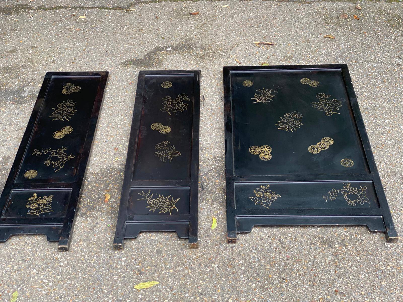 3 tableaux asiatiques en bois massif