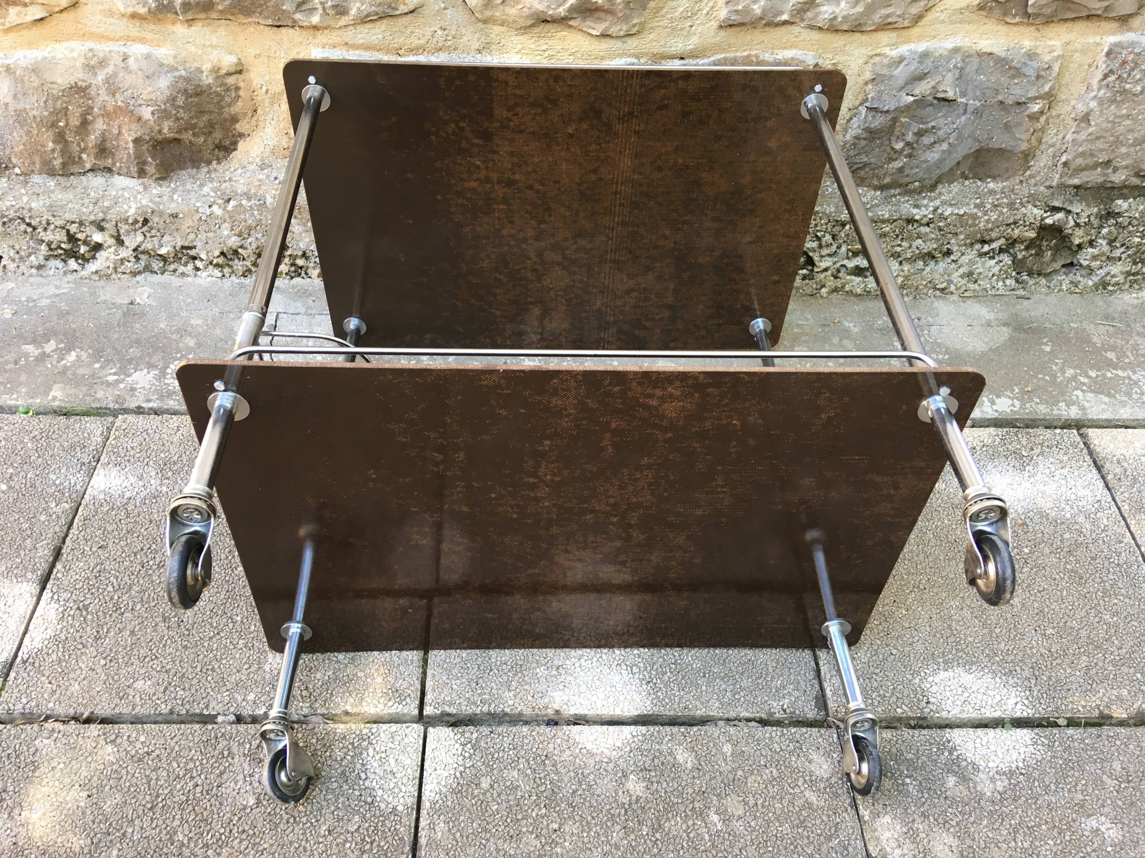 Steel and formica serving trolley