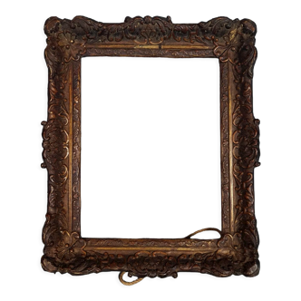 Frame nineteenth century gilded stucco wood 30x24.5 cm, foliage 24x18.5 cm SB