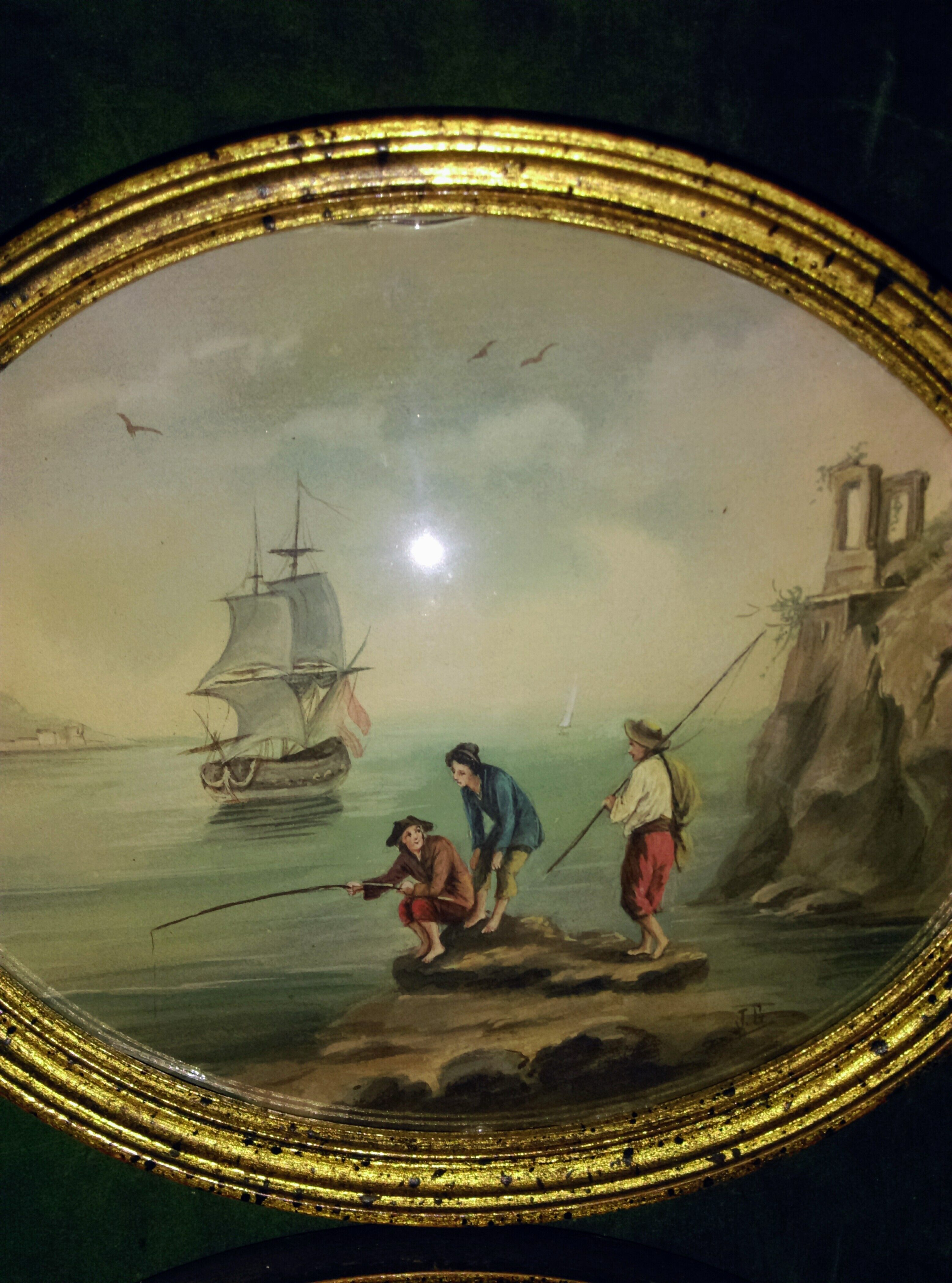 Pair of oval marines signed 19th