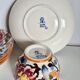 Cups (3) and saucers (6) for coffee in Gien earthenware, "Peonies" pattern.