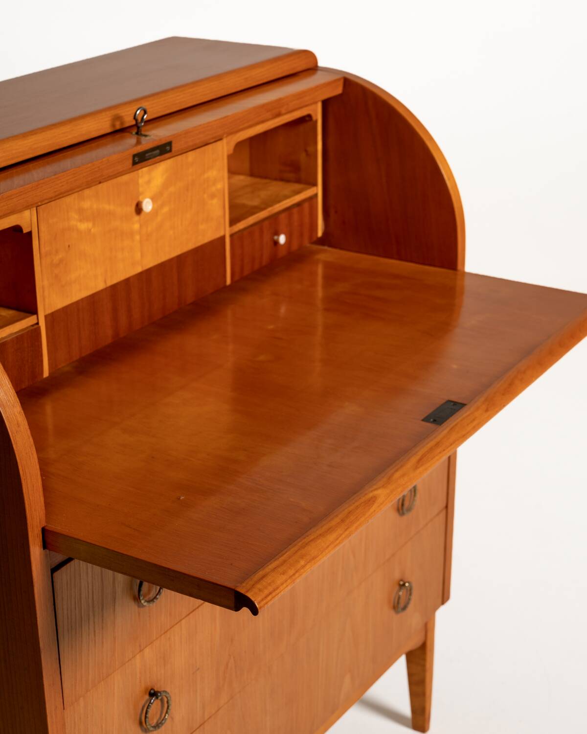 Scandinavian elm and burl wood secretary, 1950s/1960s