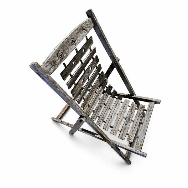 2 x chaise longue coloniale en bois pliable solide et lourd / chaise de jardin / années 1960