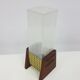 Support de bougie, teck brun, verre clair, Danemark, années 1960.