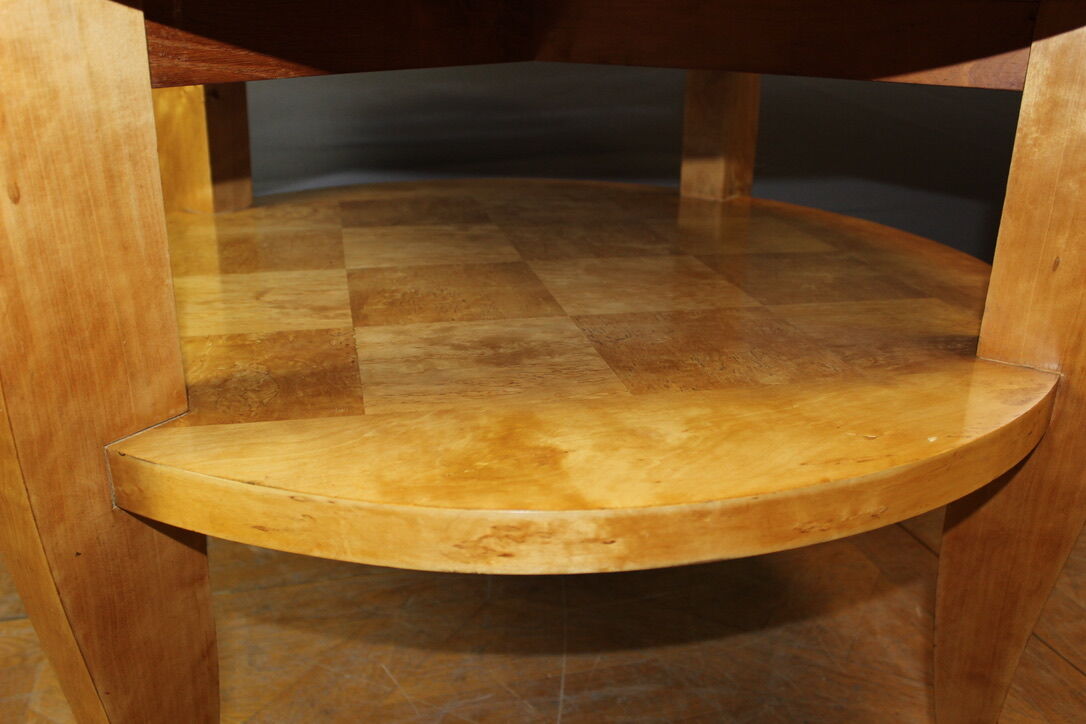 Art Deco Period Pedestal Table in Birch From Norway to Two Trays Around 1930
