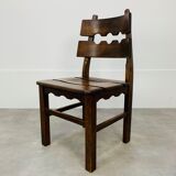 Brutalist oak chair 60s solid wood neo rustic style