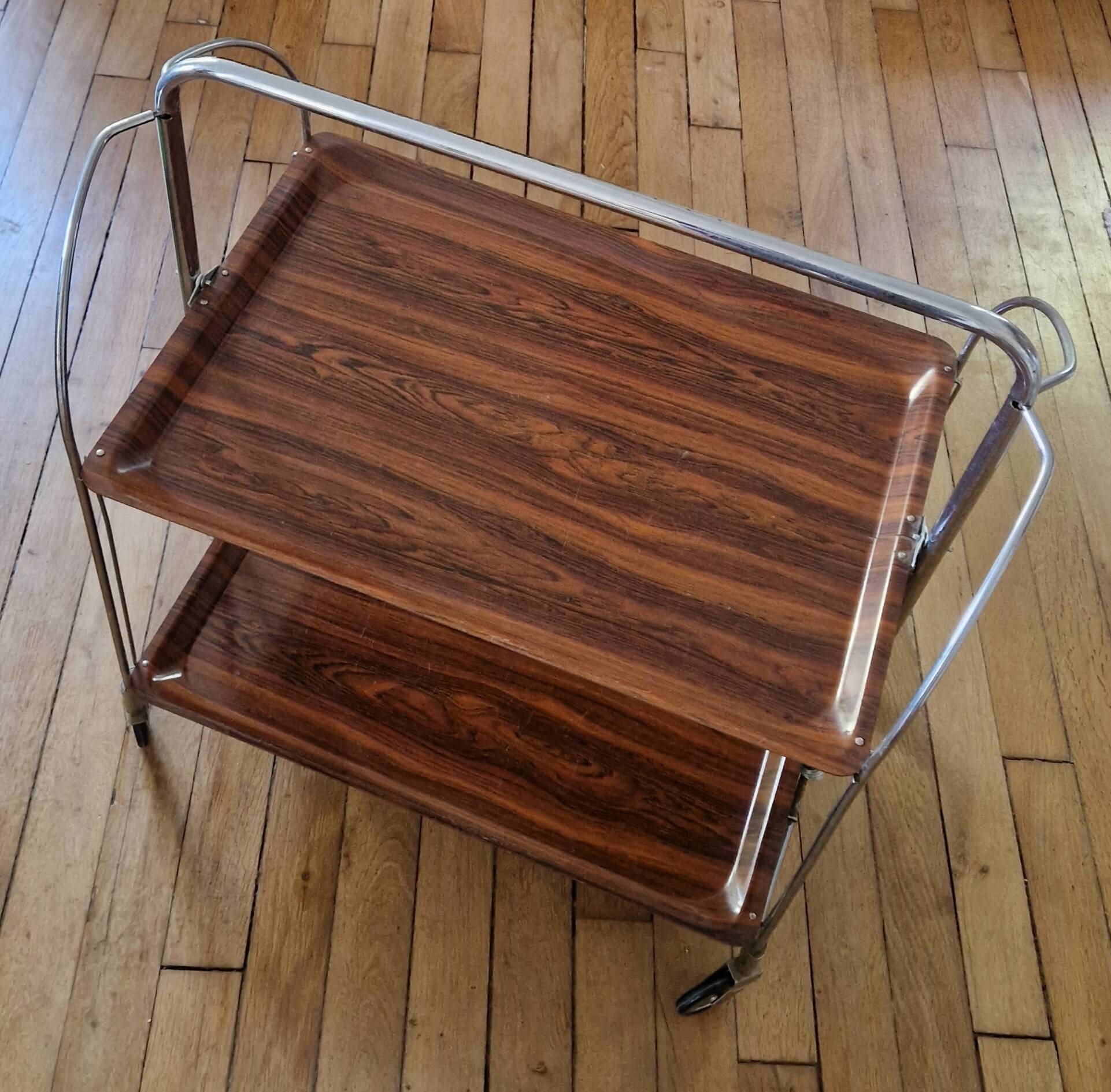 Desserte roulante pliante vintage années 70