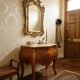 Curved Louis XV style commode in marquetry, mid-20th century.
