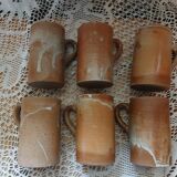 6 stoneware mugs / cups / tankards