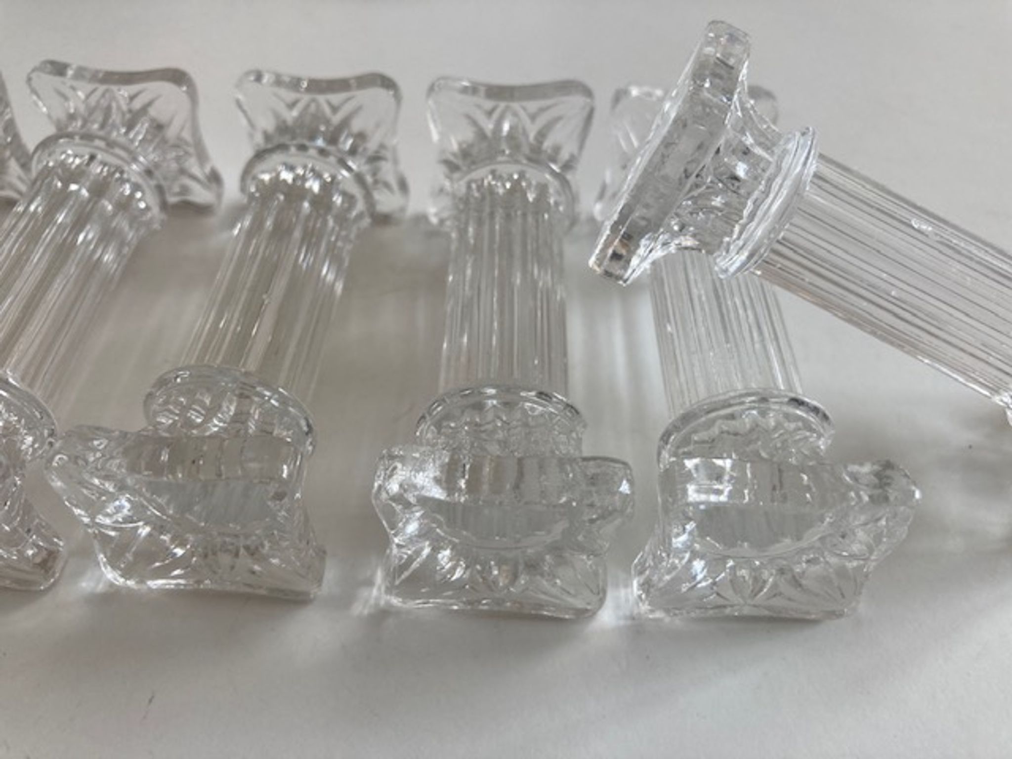 Set of 6 knife holder columns greek revival 1960 in ringing crystal