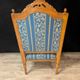 Pair of Louis XV Style Armchairs in Carved Wood and Blue Fabric