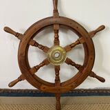 Rudder bar wheel boat in wood and brass "Comptoir des Indes" shelf