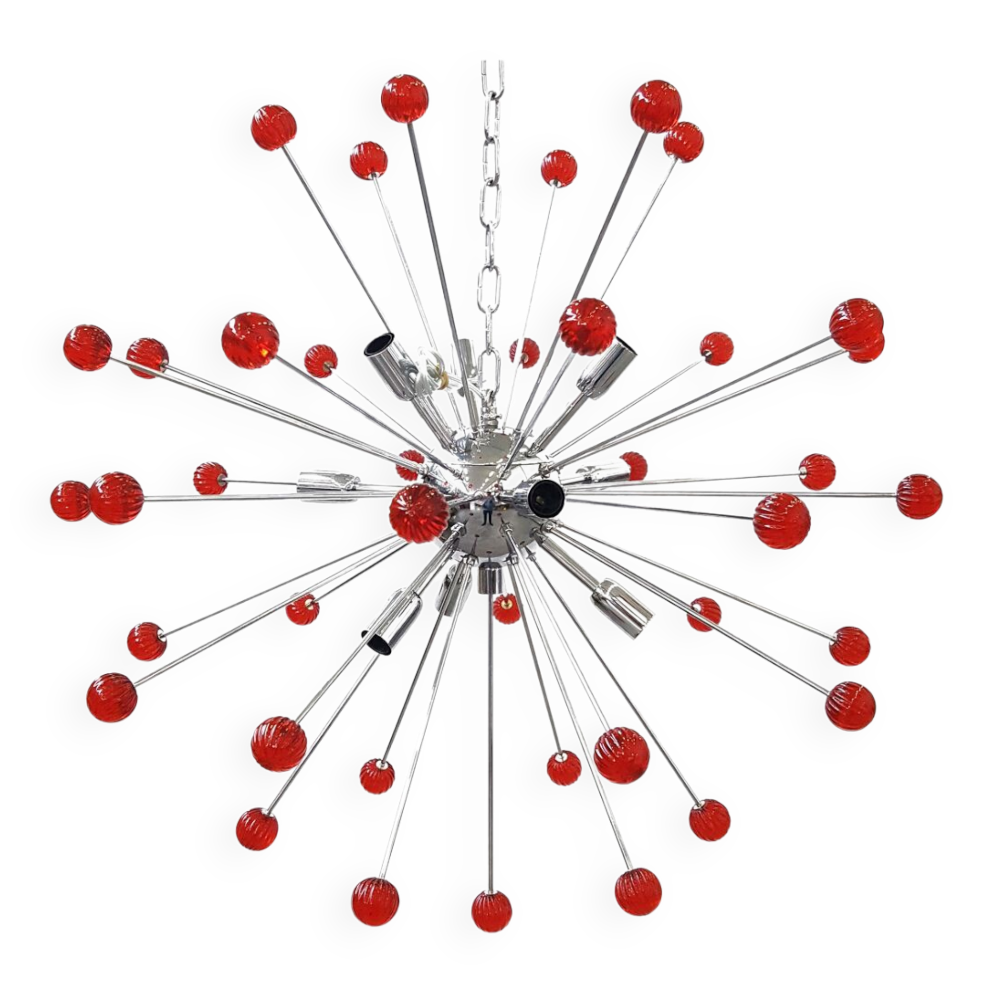 Red “star” murano glass sputnik chandelier by simoeng