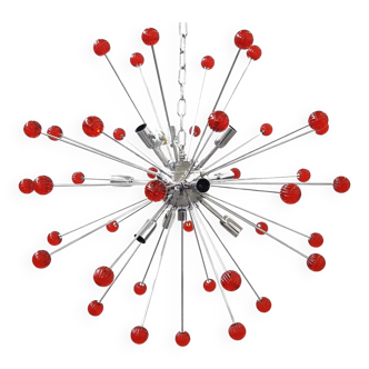 Red “star” murano glass sputnik chandelier by simoeng