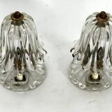 Mid-Century pair of Ercole Barovier Murano glass and brass table lamps. 1940s