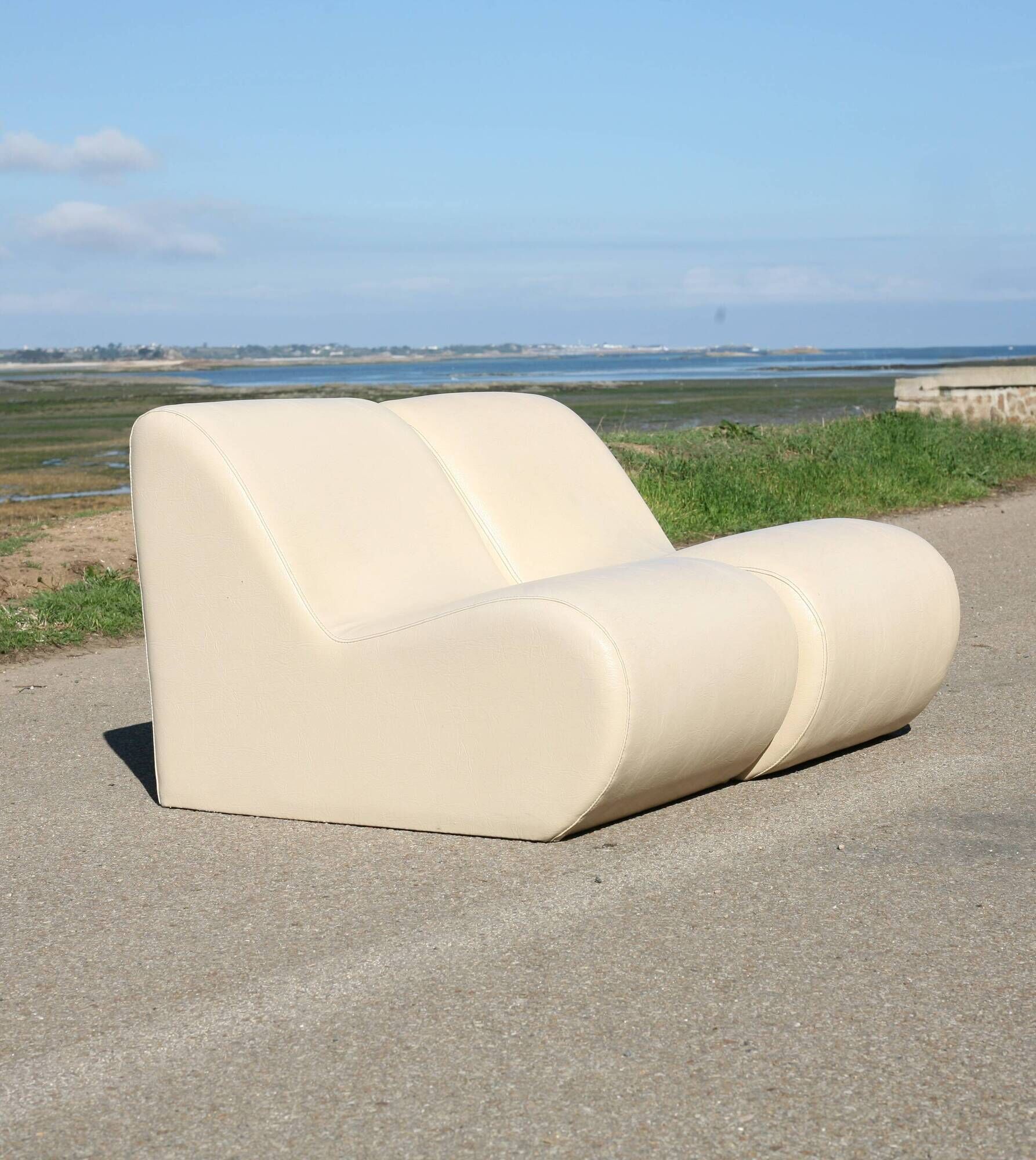 Pair of vintage armchairs, 1970s, faux leather