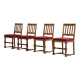 Vintage 1940s/50s Solid Oak Danish Farmhouse Chairs, Baroque style set of 4