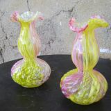 Pair of multicolored glass vases from Clichy