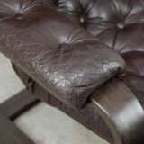 Fauteuil de salon luxueux en cuir, années 1970