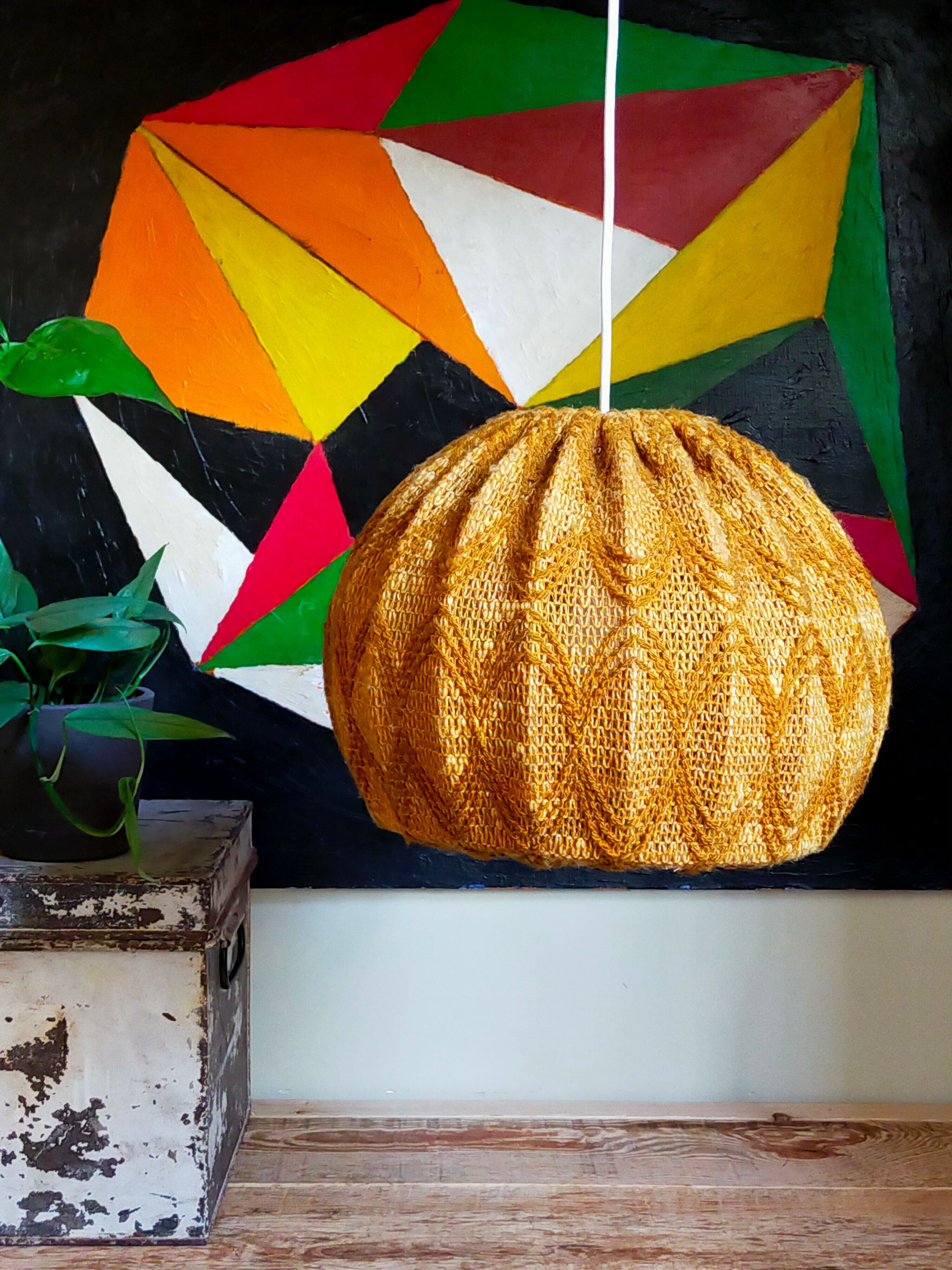 Vintage knit lampshade pendant lamp
