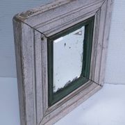 Miroir biseauté bois patiné début xxème