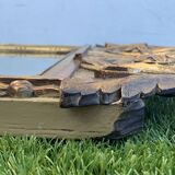 Antique mirror with gilded wood pediment, Louis XVI style